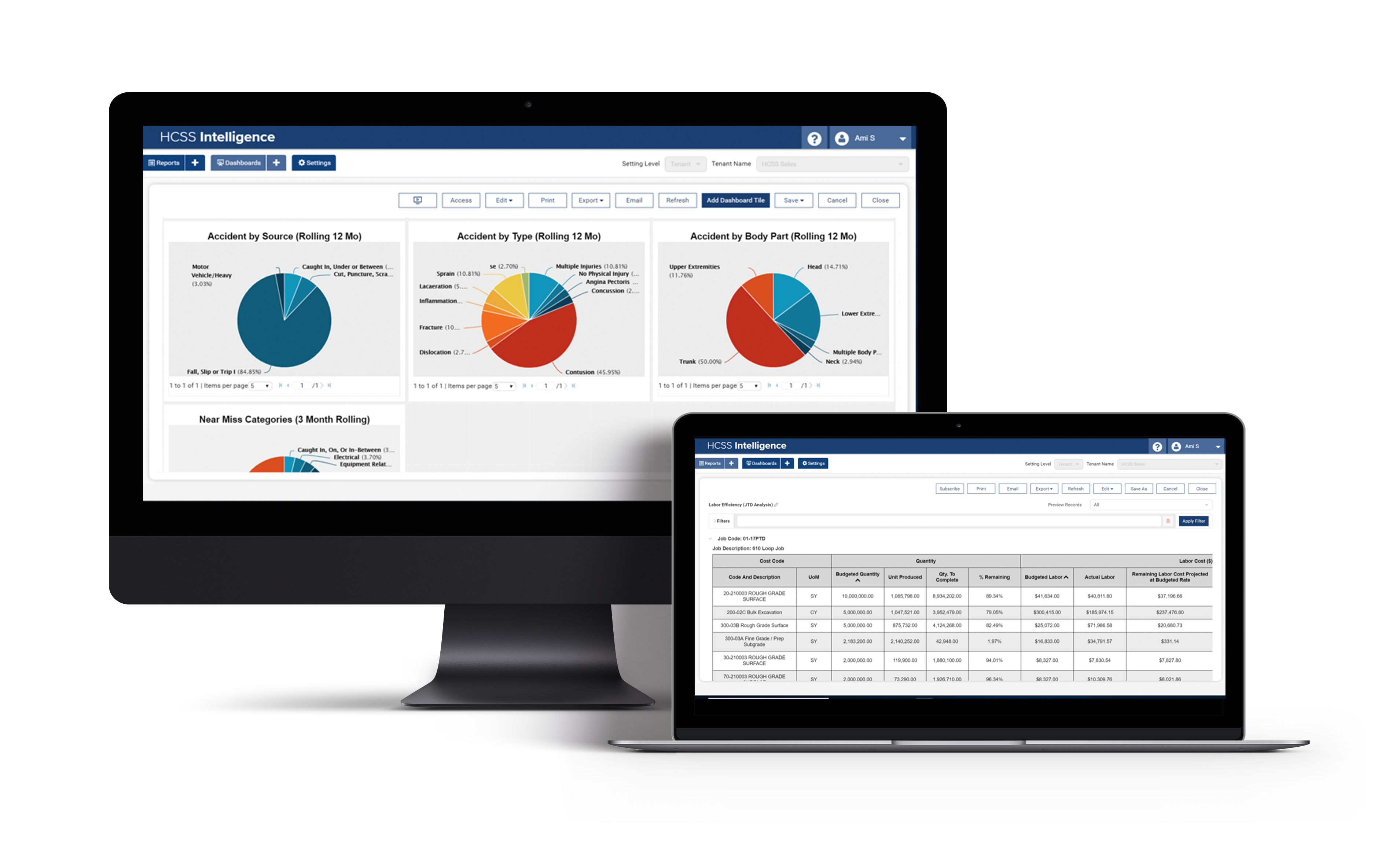 hcss intelligence laptop and monitor