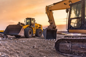 Group of excavator working on a construction site