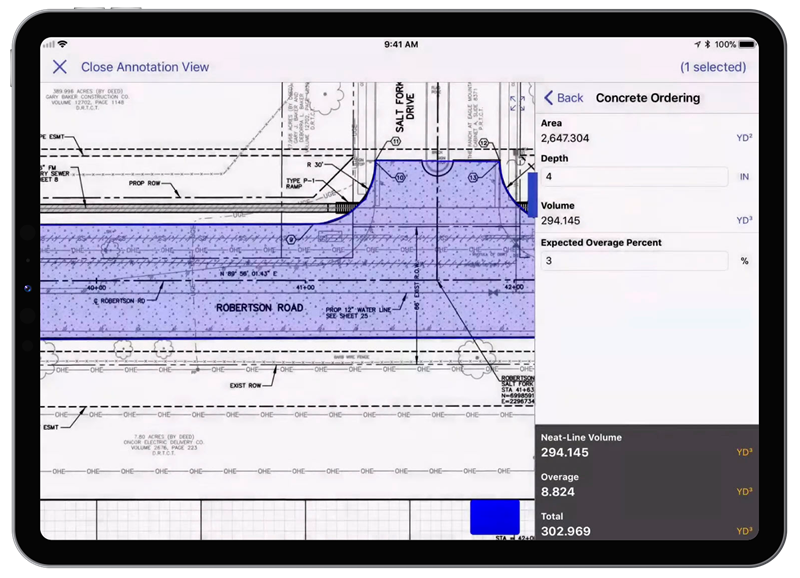 construction material takeoffs tablet