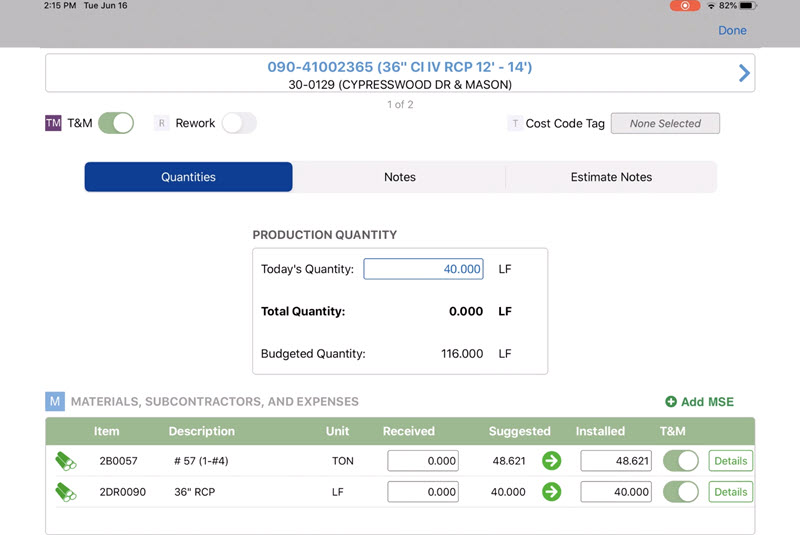 time and material billing