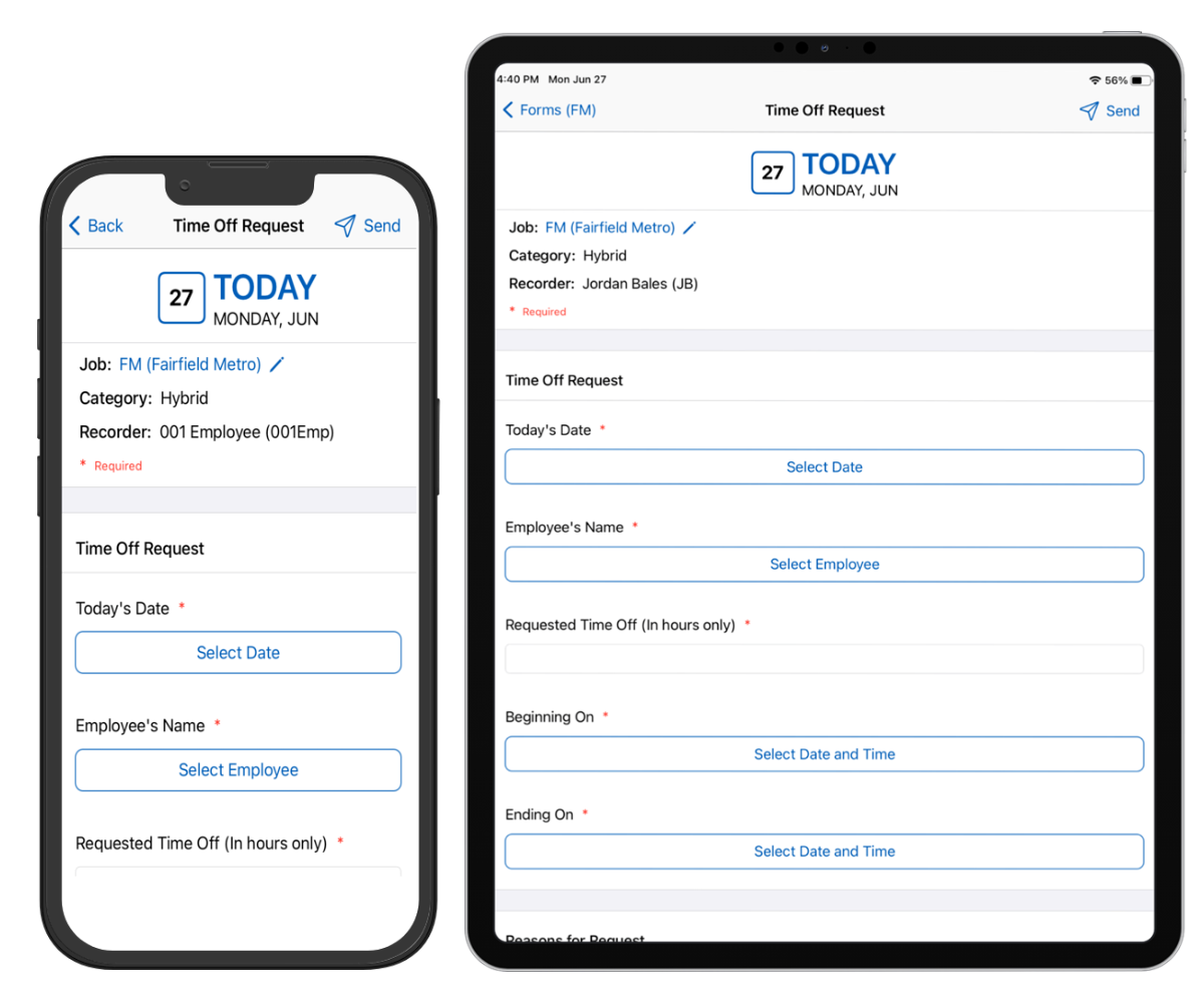 hcss forms tablet and phone