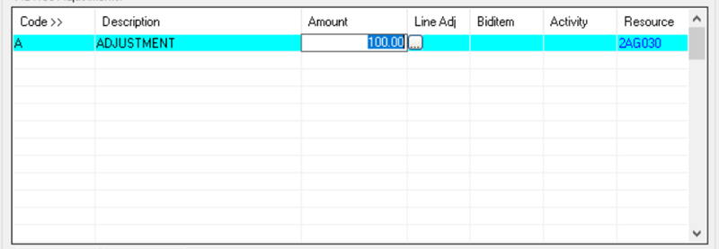 single line item adjustment heavybid