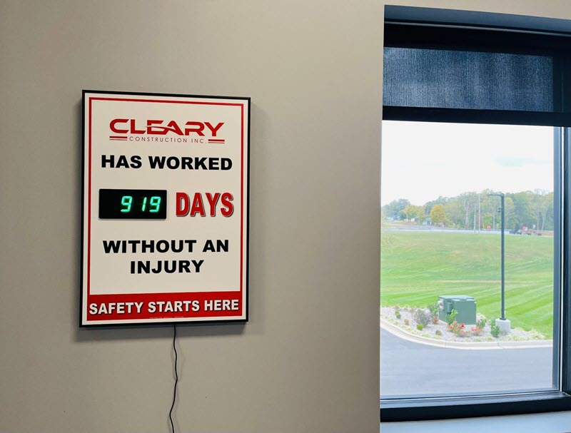 cleary construction safety sign office