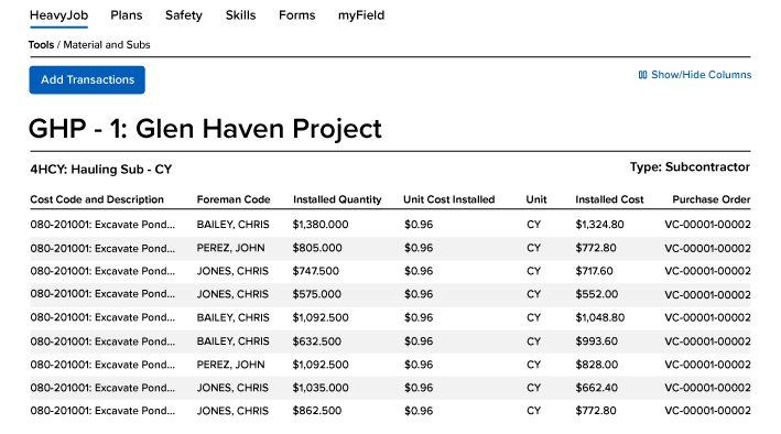 Screenshot of HeavyJob software