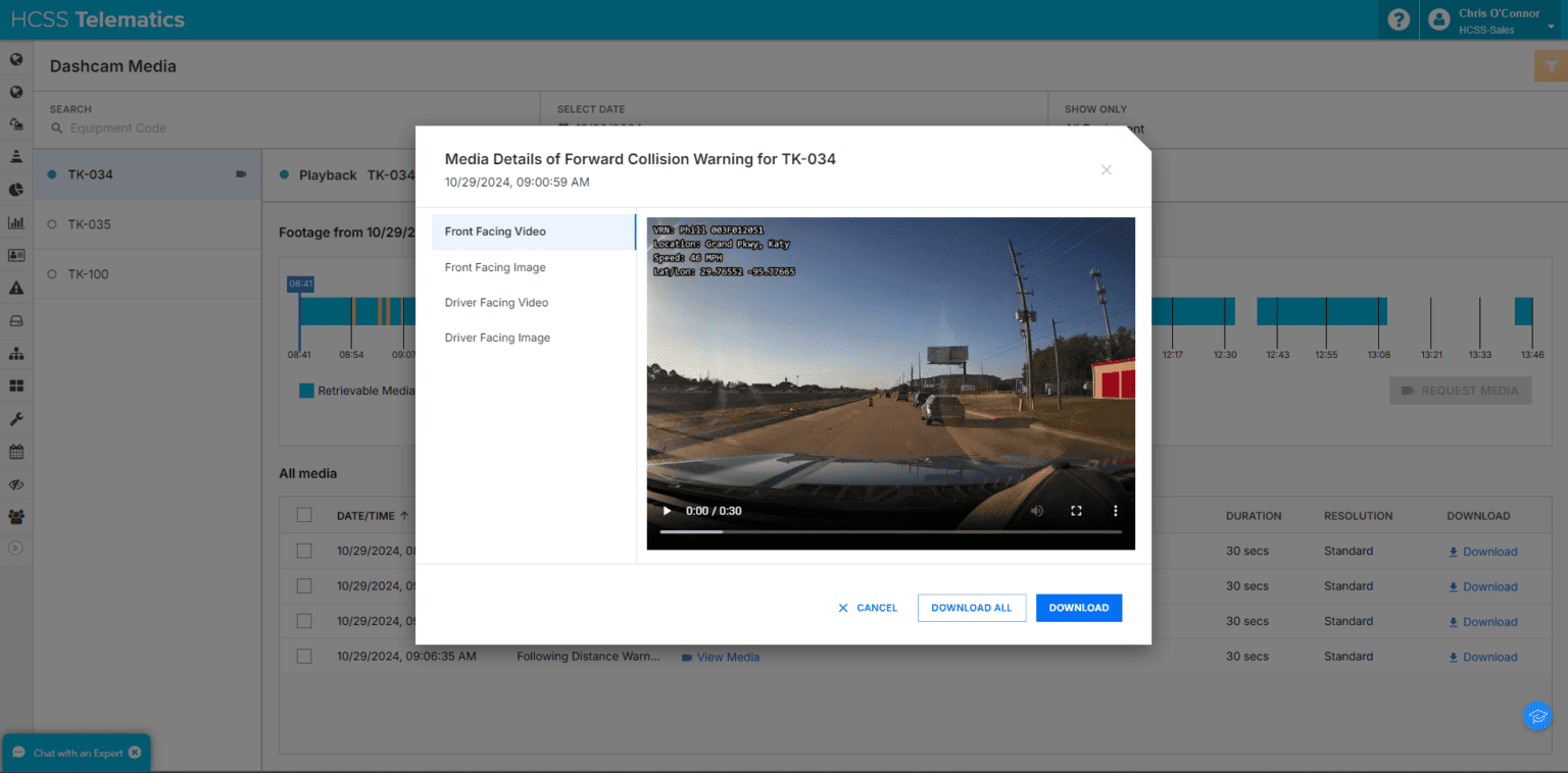 Dashboard Camera (Dashcam) for Construction Fleets | HCSS