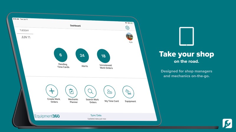 equipment360 product screenshot tablet
