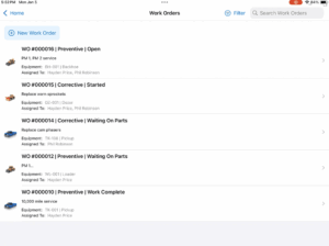 Equipment360 fleet maintenance with mobile work orders