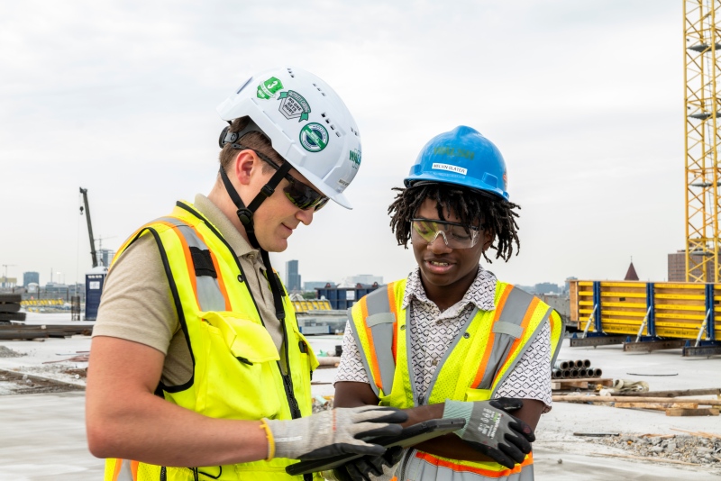 Digital work plans on a construction jobsite