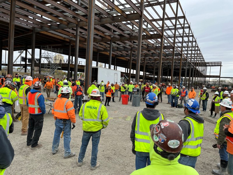 The Walsh Group conducting a safety meeting