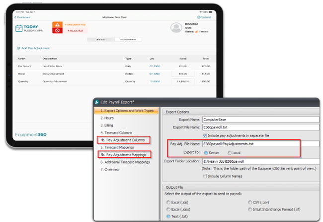 e360 pay adjustments
