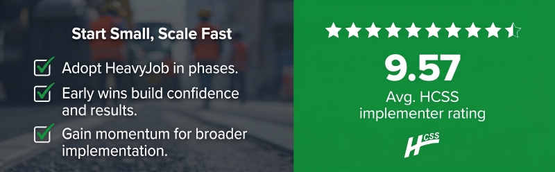 HCSS receives and avg rating of 9.57 on software implementation